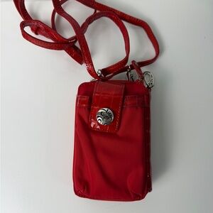 Brighton Women’s Red Crossbody Wallet Purse Leather Organizer Phone Bag Small